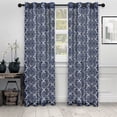 thumbnail image 1 of Quatrefoil Diffused Light Printed Semi-Sheer Curtain Set Navy Blue / 52"x63", 1 of 1