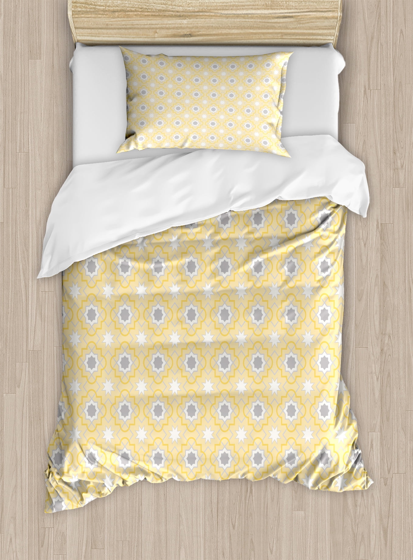 Twin Yellow and White Ikat Duvet Cover Set