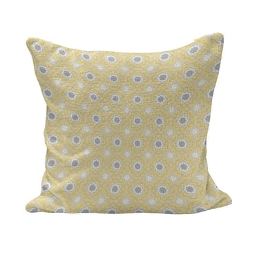Quatrefoil Fluffy Throw Pillow Cushion Cover, Far Eastern Style Girih Tiles Pattern in Clover Moroccan Star Print, Decorative Square Accent Pillow Case, 18" x 18", Yellow White, by Ambesonne