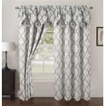 thumbnail image 1 of Quatrefoil Jaquard Look Curtains(54 X 84-inches Long Set of 2) Silver, 1 of 3