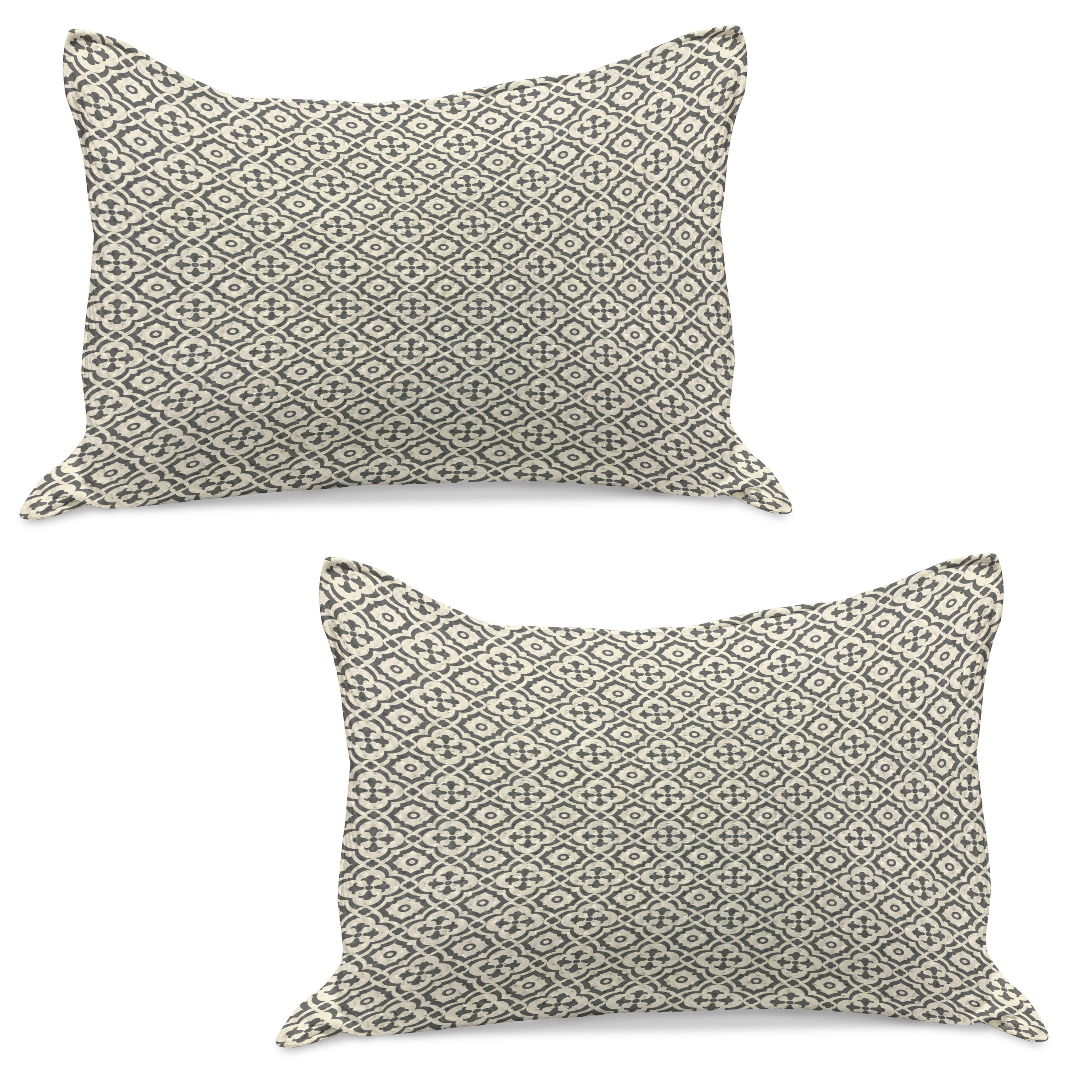 Quatrefoil Knitted Quilt Pillowcover Set of 2, Edwardian Style Vintage