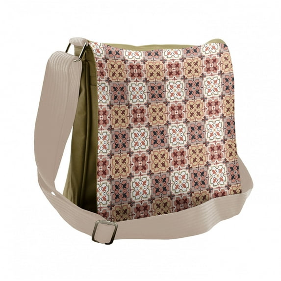 Quatrefoil Messenger Bag, Vintage Clover East, Unisex Cross-body, by Ambesonne