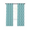 thumbnail image 1 of Quatrefoil Moroccan Pattern Blackout Curtains 84 Inches Long for Bedroom, Geometric Aqua Morocco Thermal Insulated Room Darkening Black Out Window Curtain Panels Grommet Drapes for Living Room, 1 of 8