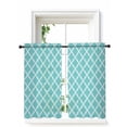 thumbnail image 1 of Quatrefoil Moroccan Pattern Curtains 54 Inch Length, Sheer Curtains for Bedroom Living Room Window Geometric Aqua Morocco Rod Pocket Voile Drapes Kitchen Curtains Small Half Window 52"x54" 2 Panels, 1 of 7