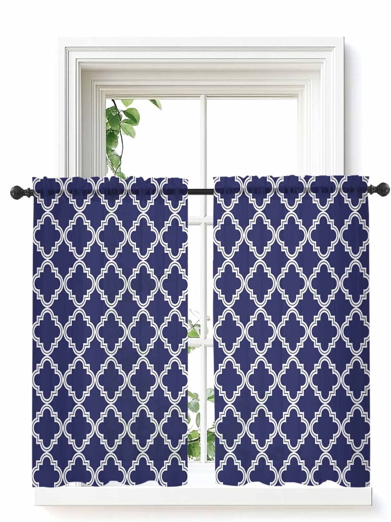 Quatrefoil Moroccan Pattern Curtains 54 Inch Length, Sheer