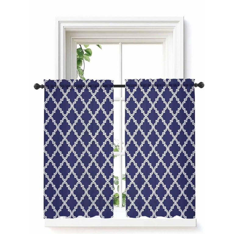 Quatrefoil Moroccan Pattern Curtains 54 Inch Length, Sheer