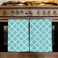 thumbnail image 1 of Quatrefoil Moroccan Pattern Kitchen Towels Set of 1, Geometric Aqua Morocco Absorbent Dish Towels for Kitchen, Microfiber Hand Towel, Quick Drying Tea Towel for Cleaning Decorative Dishcloths, 1 of 7