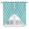 thumbnail image 1 of Quatrefoil Moroccan Pattern Kitchen Window Curtains, Swag Curtains Valance for Bedroom Living Room Bathroom, Geometric Aqua Morocco Rod Pocket Window Treatment Curtain Block Drapes 2 Panels 28"x36", 1 of 9