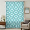thumbnail image 1 of Quatrefoil Moroccan Pattern Sheer Curtains 45 Inches Long, Geometric Aqua Morocco Light Filering Curtains, Breathable Simi Curtain Privacy Drapes for Kitchen Bathroom Small Window Treatment, 1 of 9