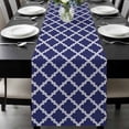 thumbnail image 1 of Quatrefoil Moroccan Pattern Table Runner 72 Inches Long, Geometric Blue Morocco Kitchen Coffee Dining Table Decoration for Home Party Birthday Wedding Home Decor 13x72 Inches, 1 of 8