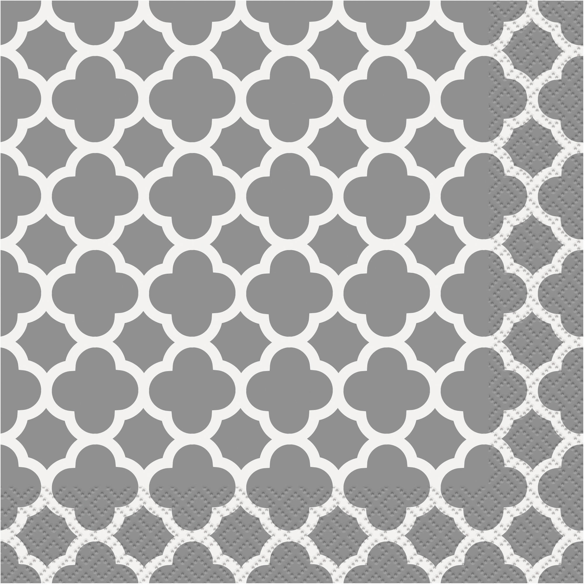 Quatrefoil Paper Lunch Napkins, Silver, 16ct