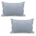 thumbnail image 1 of Quatrefoil Quilted Pillowcover Set of 2, Delft Blue Inspired Pattern Intricate Old Dutch Tile Motifs, Standard Queen Size Pillow Cover for Bedroom, 36" x 20", Pale Brown Blue White, by Ambesonne, 1 of 1