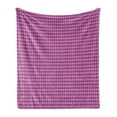 thumbnail image 1 of Quatrefoil Soft Flannel Fleece Throw Blanket, Folkloric Vintage Motif Creates Repetitive Rhombuses in Colors Print, Cozy Plush for Indoor and Outdoor Use, 70" x 90", Purple and Pink, by Ambesonne, 1 of 5