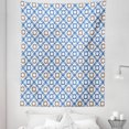 thumbnail image 1 of Quatrefoil Tapestry, Delft Blue Inspired Pattern Intricate Old Dutch Tile Motifs, Fabric Wall Hanging Decor for Bedroom Living Room Dorm, 5 Sizes, Pale Brown Blue White, by Ambesonne, 1 of 1