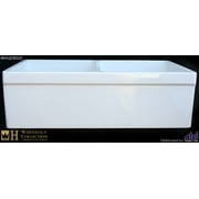 Quatro Alcove Reversible Series Apron Front Fireclay 33 in. 0-Hole Double Bowl Kitchen Sink in White