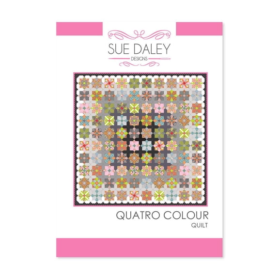 Quatro Colour Quilt Pattern by Sue Daley Designs EPP English Paper Piecing Starter Kit Papers and Templates Patchwork Sewing