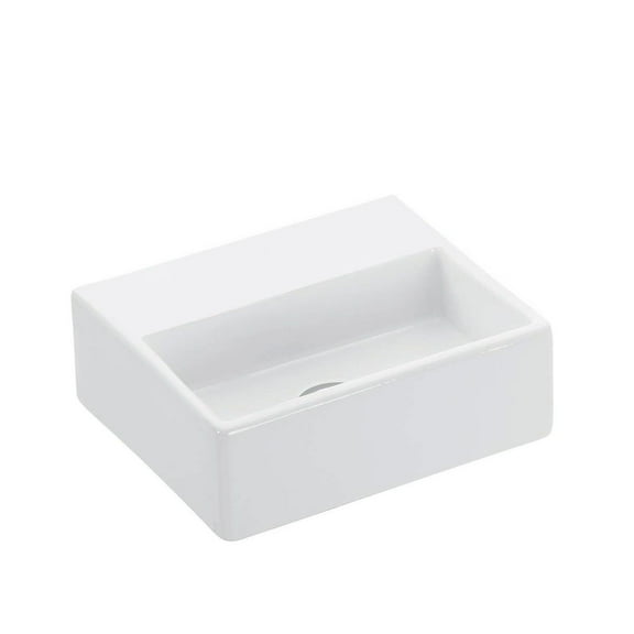 Quattro 30.00 Wall Mount/Vessel Bathroom Sink in Ceramic White without Faucet Hole