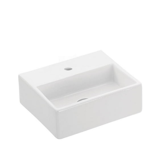 Quattro 30.01 Wall Mount/Vessel Bathroom Sink in Ceramic White with One Faucet Hole
