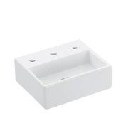 Quattro 30.03 Wall Mount/Vessel Bathroom Sink in Ceramic White with Three Faucet Holes