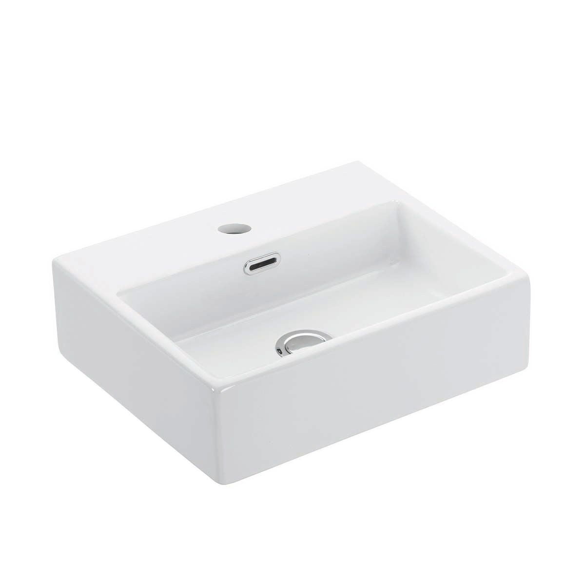 Quattro Glossy White Ceramic Wall-Mount Vessel Sink