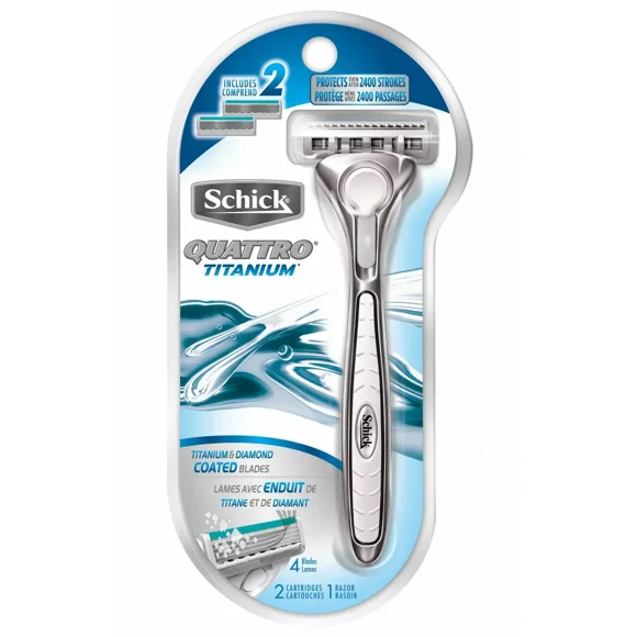 Quattro Titanium Razor Handle + 1 Cartridges