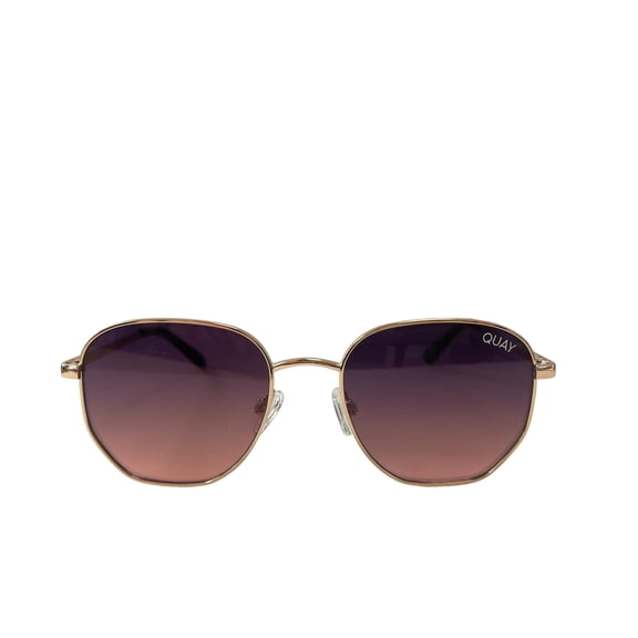 Quay Australia Big Time Round Sunglasses Rose Navy Peach