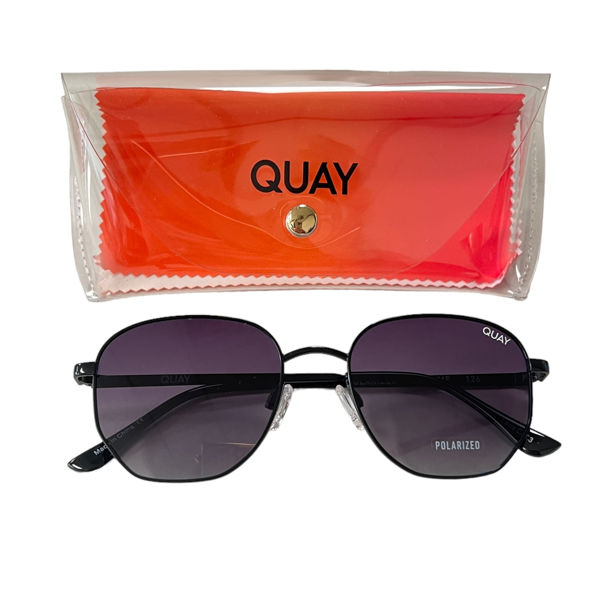 Quay Australia Big Time Square Sunglasses, Black/Smoke