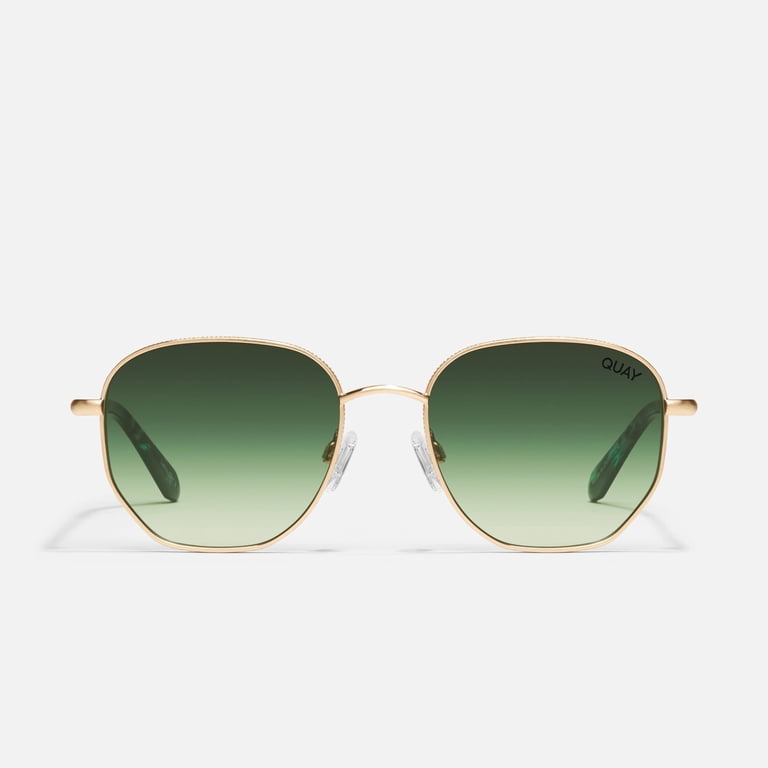 Quay Australia Big Time Textured Sunglasses Brown Gold Emerald