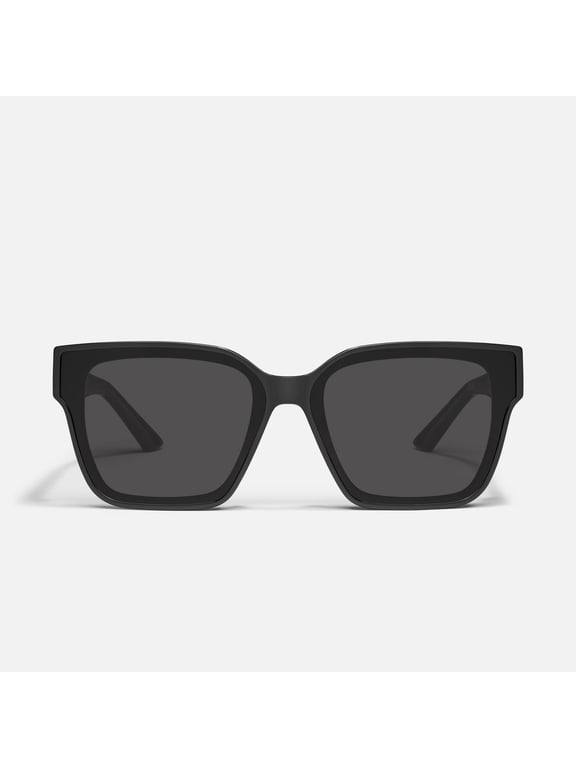 Australia Drive In Square Sunglasses, Black/Black