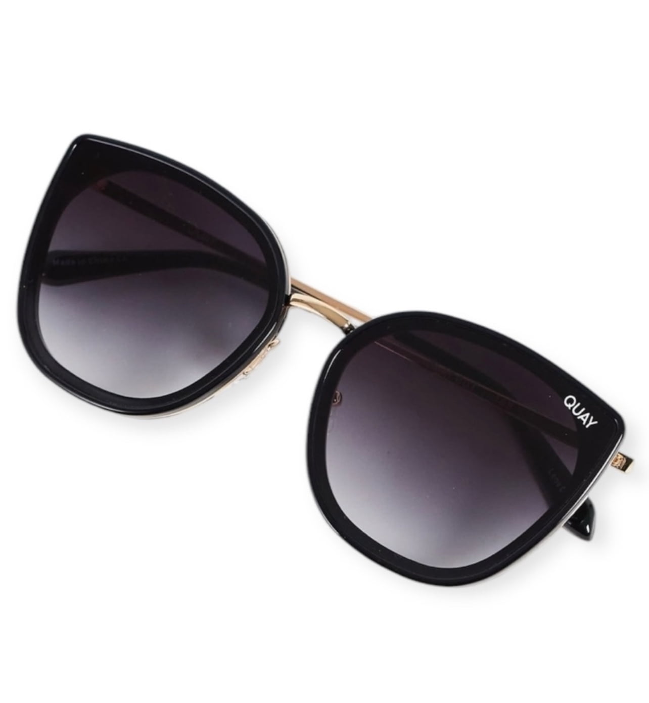 Quay Australia Flat Out Sunglasses Black Oversized Cat Eye