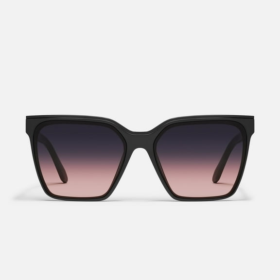 Quay Australia Level Up Square Sunglasses, Black/Black Plum Pink