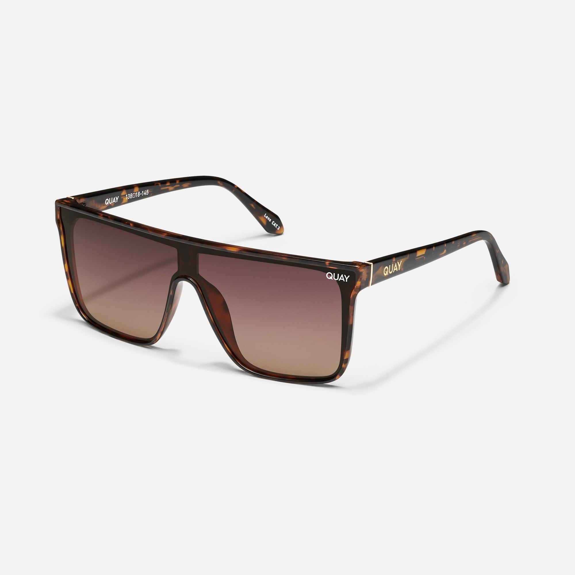 Quay Australia NIGHTFALL REMIXED Tortoise Gold Shield Style Sunglasses Unisex Quay Australia Nightfall Shield Sunglasses, Tortoise/Brown  main image 4