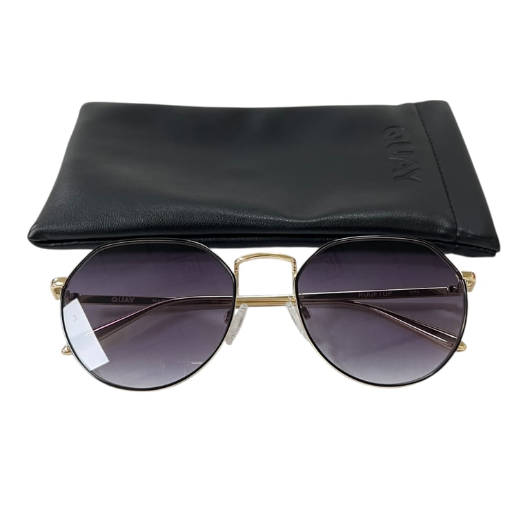 Quay Australia Black and Gold Sunglasses Q/A Quay Australia All In Black Gold Rim Sunglasses 49813 | eBay main image 2