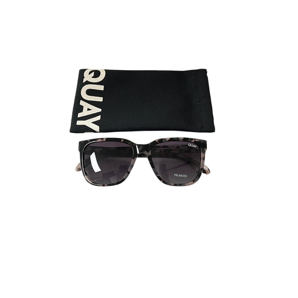 Quay Australia Monochrome Patterned Sunglasses Quay Australia Wired Oversized Square Sunglasses Milky  main image 2