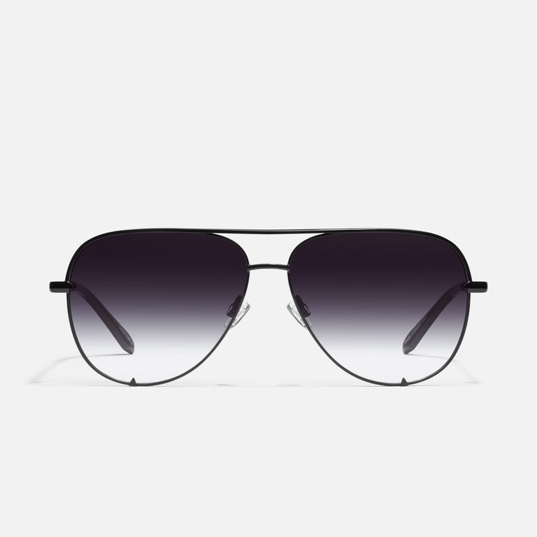 Quay Australia High Key Mini Aviator Sunglasses, Black/Smoke  display picture 2