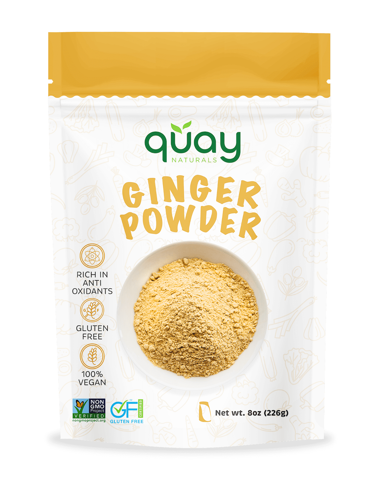 Quay Naturals Ginger Root Powder, 8 oz Ground Ginger No Preservatives, Colors & Additives