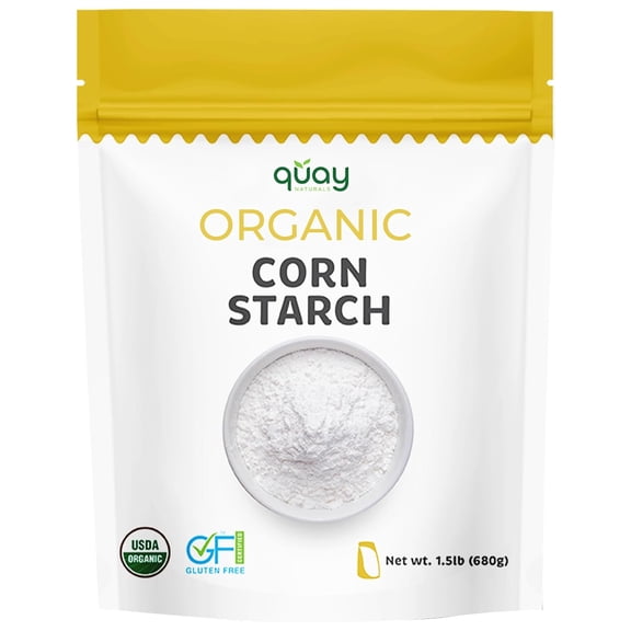 Quay Naturals Organic Corn Starch, 1.5 lb Non-GMO, Gluten-Free, Vegan & Aluminum-Free Thickener for Baking, Frying, Sauces & Natural Cleaning