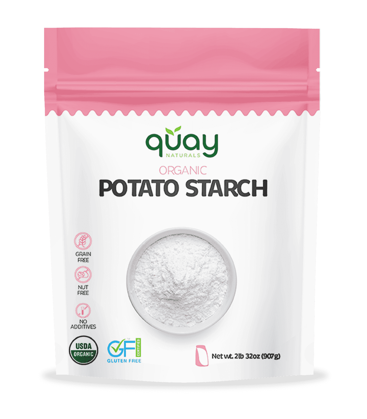 Quay Naturals Organic Potato Starch, Unmodified, 2lb, Gluten Free, Non-GMO, Plant-Based