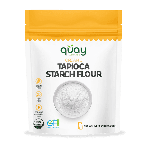 Quay Naturals Organic Tapioca Starch Flour 1.5 lb - Gluten Free, Non-GMO - 100% Yuca Root - Thickening Agent for Sauces & Gravies - Organic Tapioca Flour