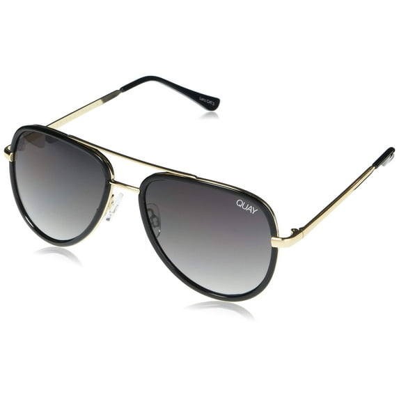 Quay Women's All In Mini Sunglasses, Black/Smoke Fade Lens, One Size