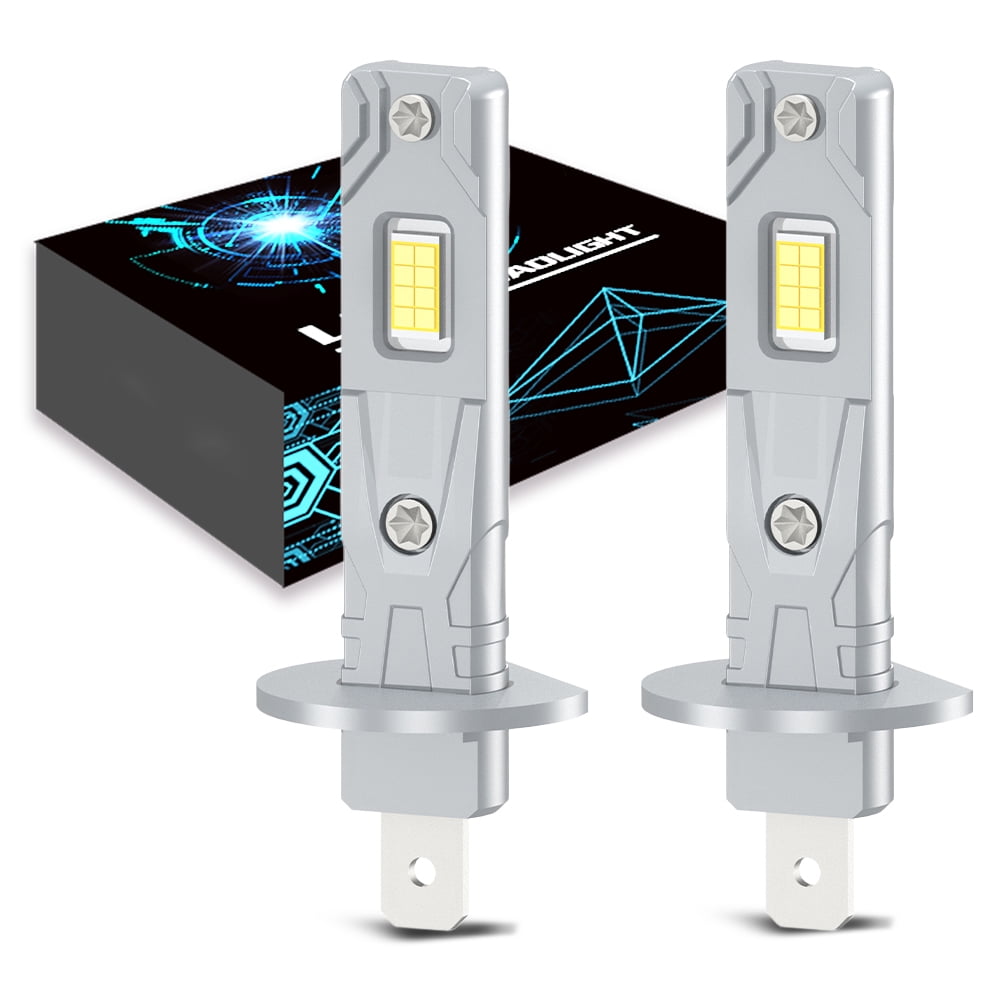 Quayub- 2025 Upgraded H1 Led Headlight Bulb, 1:1 Mini Size 800% Ultra Brightness, 6500K White, No Adapter Required Easy install, H1 Fanless LED Kit Fog lights, Canbus Ready, Pack of 2
