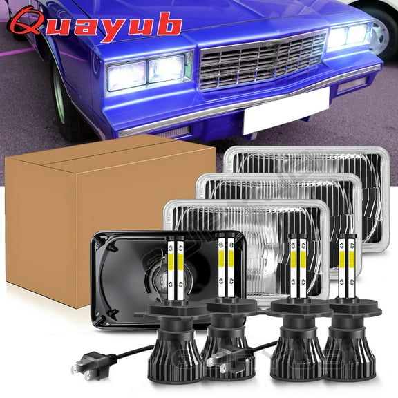 Quayub 4PCS 4x6" LED Headlights Hi/Lo Beam For Chevrolet Monte Carlo 80-1988 El Camino