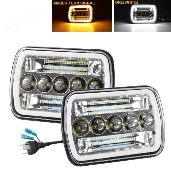 Quayub 5x7" 7x6 inch LED Headlights H4 Projector Hi/Lo Beam Fit For Chevy K10 K20 C10 C20