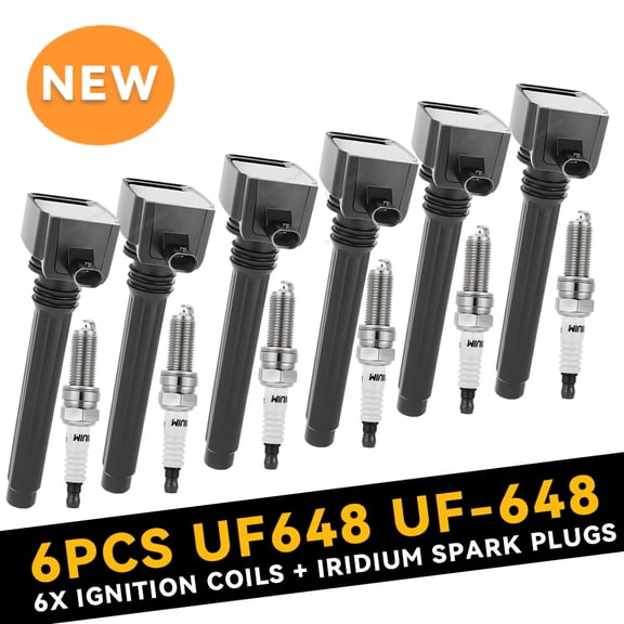 Quayub 6X Ignition Coil & Iridium Spark Plug Set For Dodge Jeep Ram Chrysler 3.6L UF648