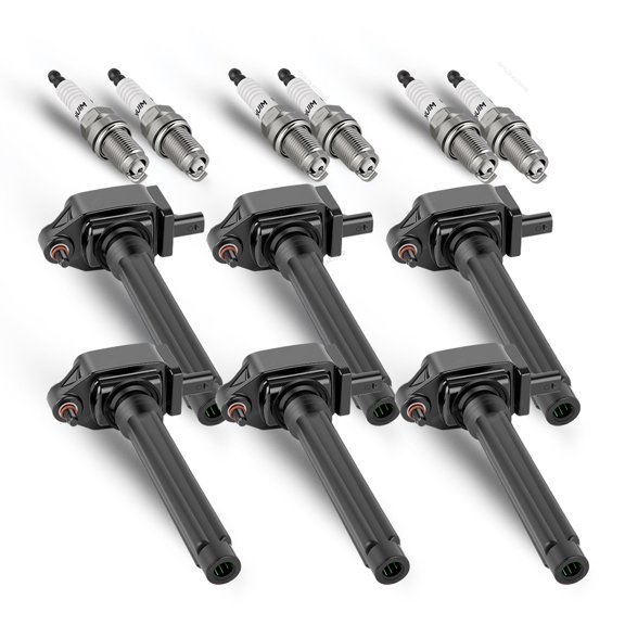 Quayub 6x Black Ignition Coil & 6x Iridium Spark Plugs for Dodge Durango Charger Jeep