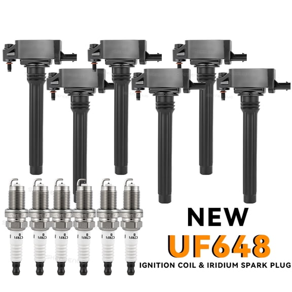 Quayub For 2011-2022 Dodge Charger 3.6L UF648 6X Ignition Coils and 6X Spark Plugs