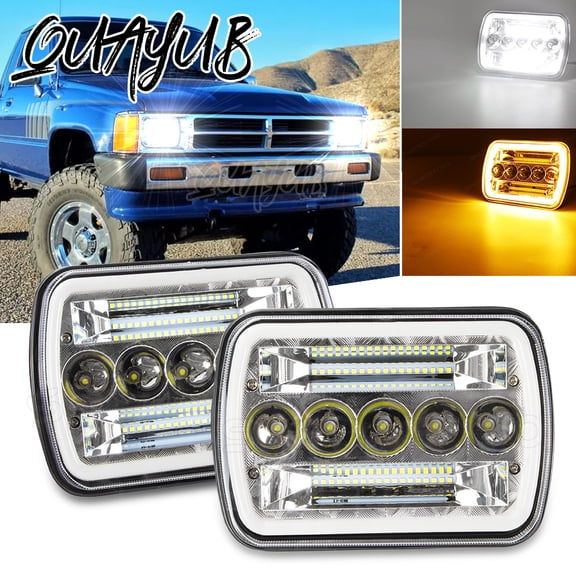 Quayub For Chevy Express Cargo Van 1500 2500 3500 Pair 7x6 5x7 Headlights Hi/Lo DRL