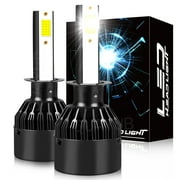 Quayub H1 LED Headlight Bulb 6000K Xenon White COB 600% Brighter with Cooling Fan , Pack of 2