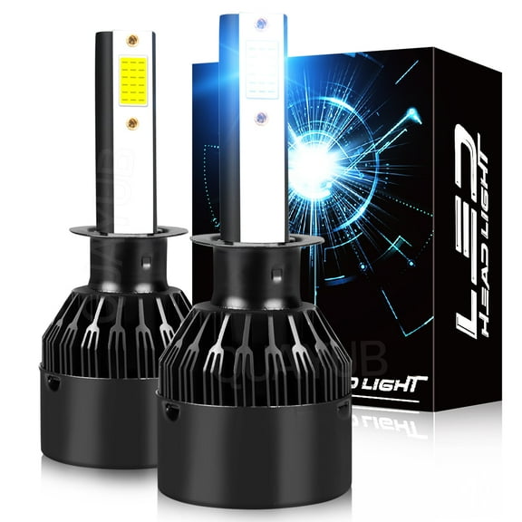 Quayub H1 LED Headlight Bulb 8000K Ice Blue COB 600% Brighter with Cooling Fan , Pack of 2