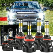 Quayub LED Headlight & Fog Light Bulbs Kit for Ford F-150 2015-2022 - 4-SIDE Super Bright High/Low Beam, 6000K Xenon White 6pcs